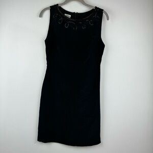 Vintage Laura Ashley  Black Silk Beaded Neckline Dress, Size 6
